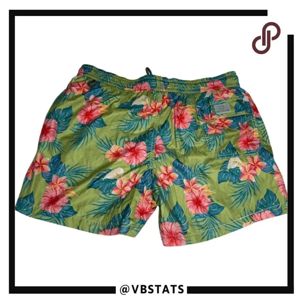 Detwelve Milano Mens Floral Elastic Waist Swim Shorts Multicolor Medium‎